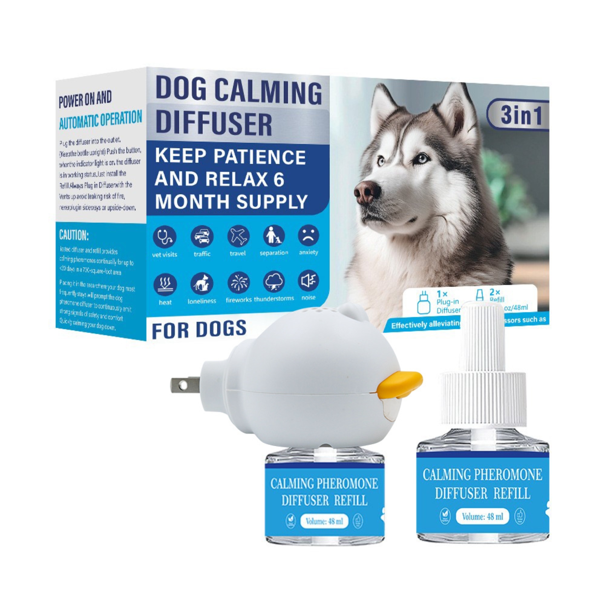 Liquide calmant et apaisant pour chien standard américain (1 unité + 2 liquides)