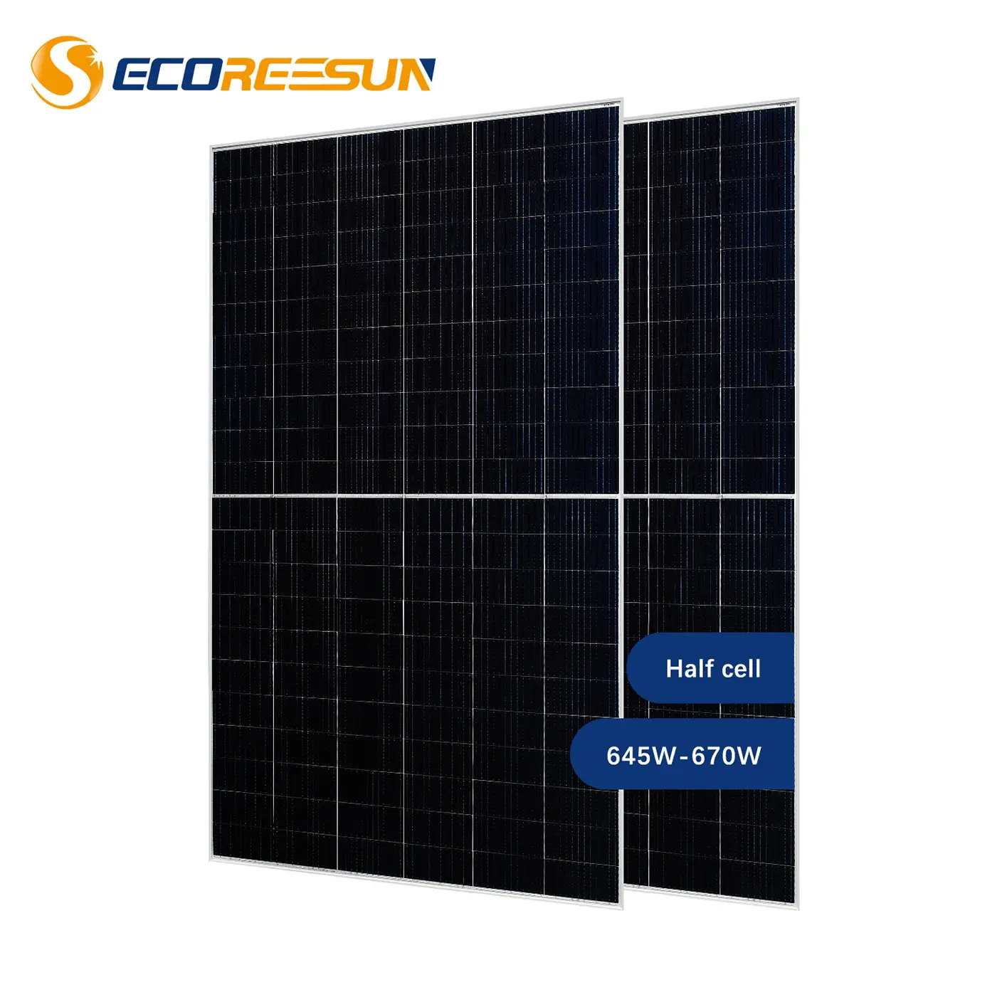 Ecoreesun Panneau solaire bifacial Europe 480W 485W 490W 500W 505Wp Panneau solaire 24 Volt Système 505 Watt Panneau solaire