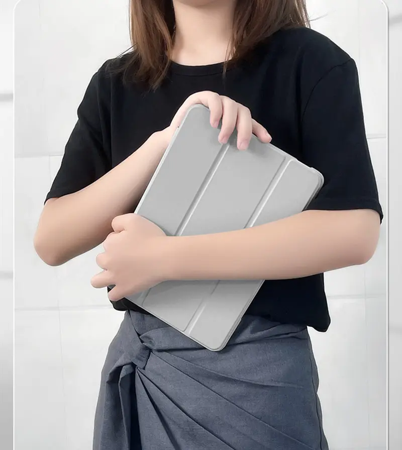 PU Flip penutup pelindung berdiri ramping dengan PC keras penutup cangkang belakang tembus pandang untuk iPad 10th Gen 2022 casing Tablet dengan Slot pena