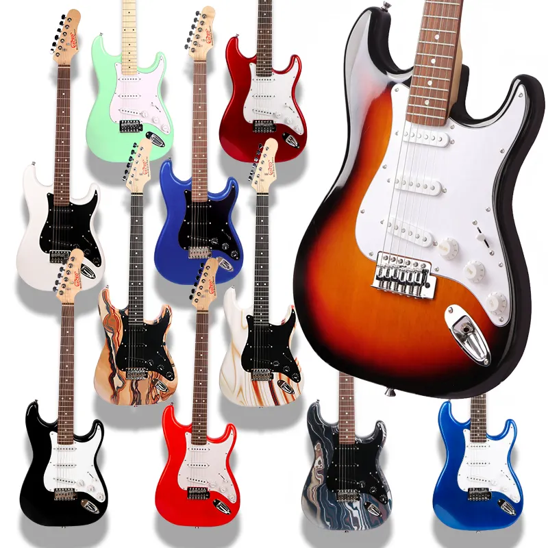 GECKO OEM Instruments de musique à cordes personnalisés Guitarra Electrica ST Tilleul 6 cordes Guitare électrique pour débutant