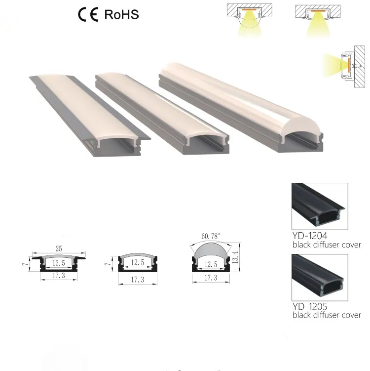 customized aluminum flush mounted trimless LED track linear light T5 T8T10 frosting clear colorful pc pmma tube housing