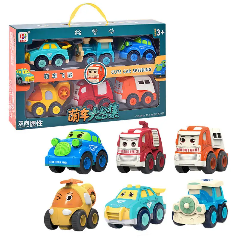 प्लास्टिक ट्रक इंजीनियरिंग वाहन खिलौने कार कार्टून मिनी जड़त्वीय वापसी बल कार रेसिंग बच्चों रिमोट कंट्रोल प्लास्टिक खिलौना कार