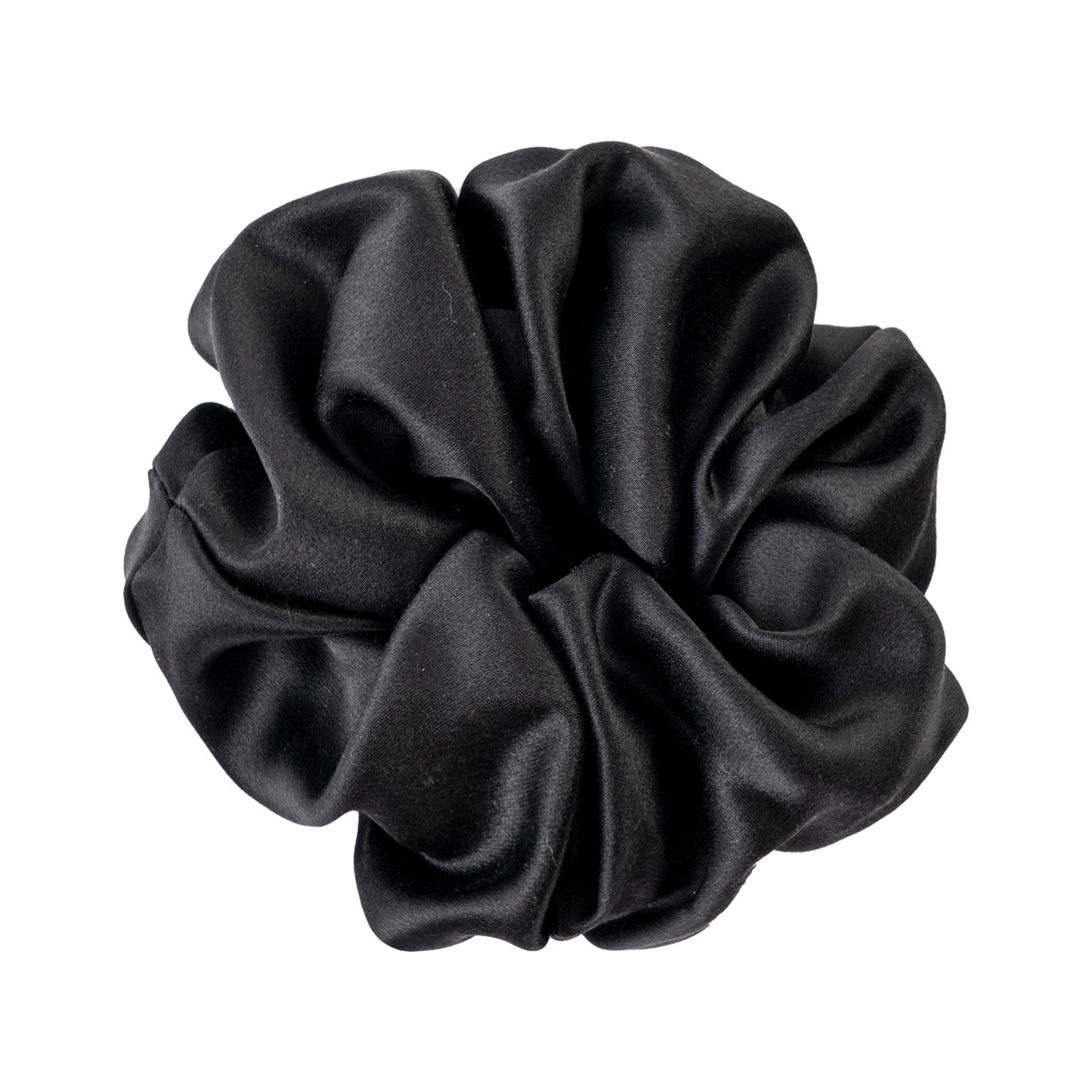 Élastique à cheveux en soie noire - 4 cm