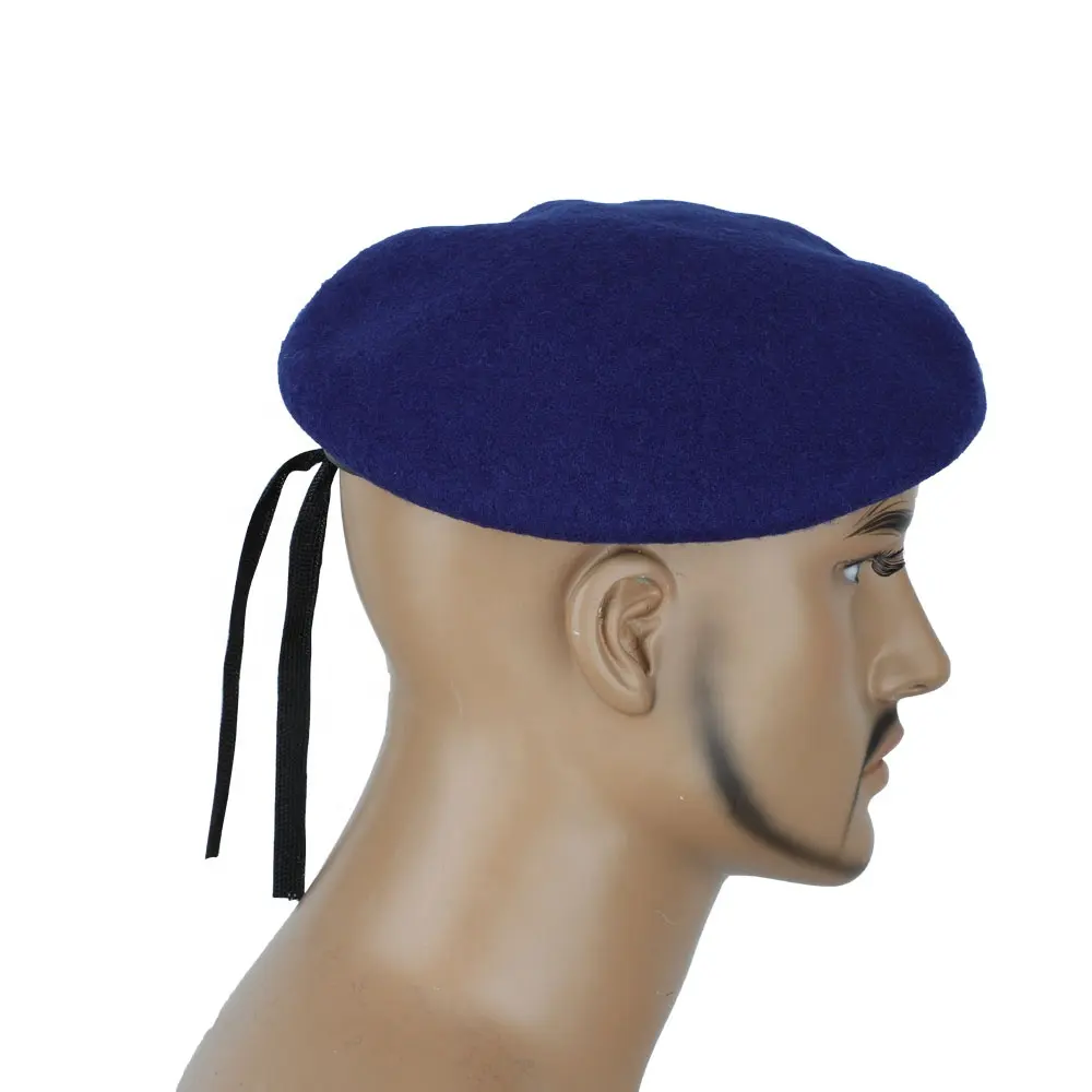 Double Safe Source Factory Custom Blue Outdoor 100% Wool Beret Hats Embroidered Men Tactical Wool Beret