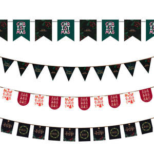 Huiyi Feliz Navidad decorativo rectángulo triángulo cadena banderines bandera promocional personalizado cadena bandera Banner - Product Image 2