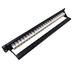 CAT6A 19 pulgadas 1U 24 puertos RJ45 UTP Keystone acoplador Patch Panel CAT6A módulo recto Patch Panel - Product Image 3