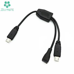 Cable divisor micro USB 2,0 tipo A macho personalizado Micro USB B a USB dual 2,0 A enchufe macho Cable de alimentación de datos Y