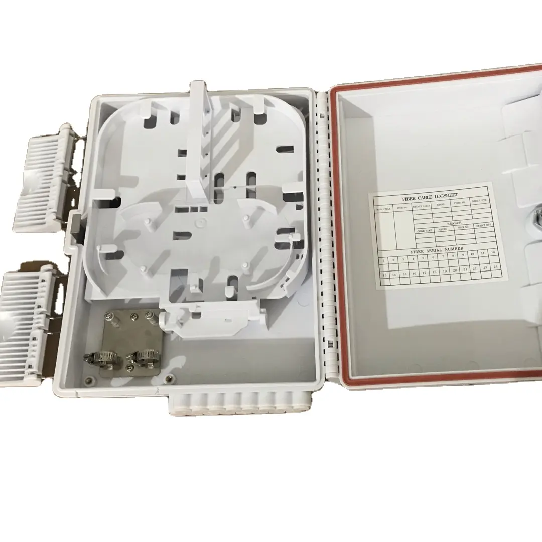 Caja de pared para interiores y exteriores, resistente a rayos UV, con empalme de 24 puertos con adaptador SC Simplex SM pigtail