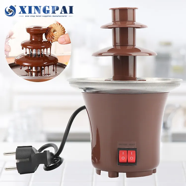 XINGPAI-fuente de chocolate eléctrica grande para eventos de boda, de acero inoxidable, 3 niveles, cascada de chocolate