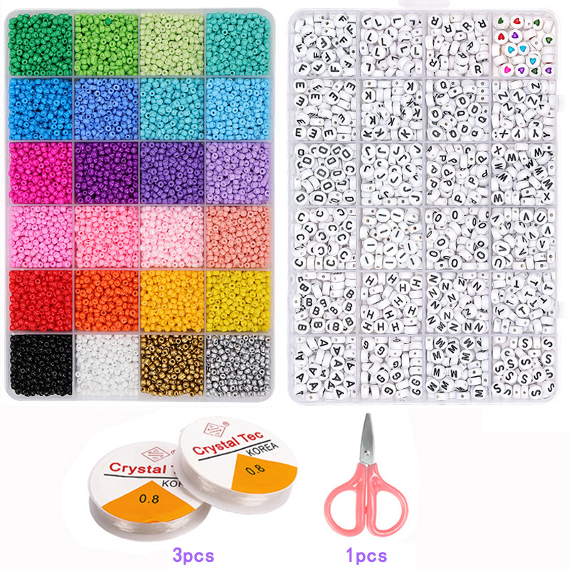 2 boîtes de 48 perles de riz 24 combinaison lettre anglaise ensemble