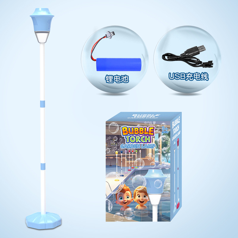 Máquina de burbujas con forma de farola azul - Batería de litio recargable.