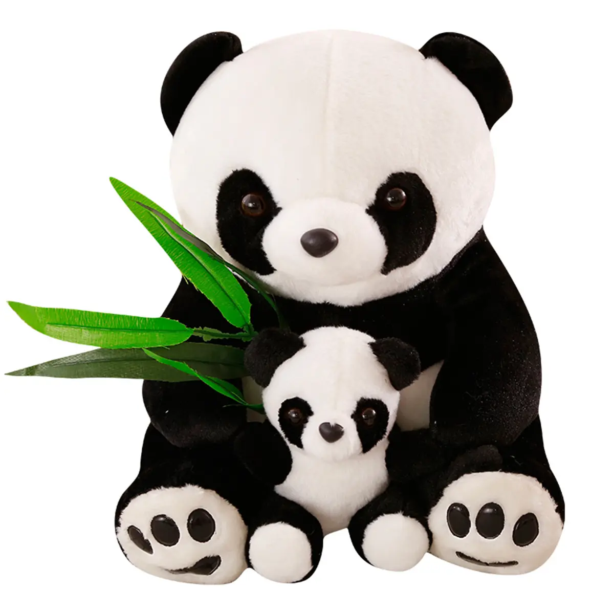 OEM En Stock Asiento Panda Peluche Juguete Sosteniendo una Madre e Hijo de Bambú Panda Recuerdo Muñeca Almohada para Dormir PARA EL Cumpleaños DE LOS Niños