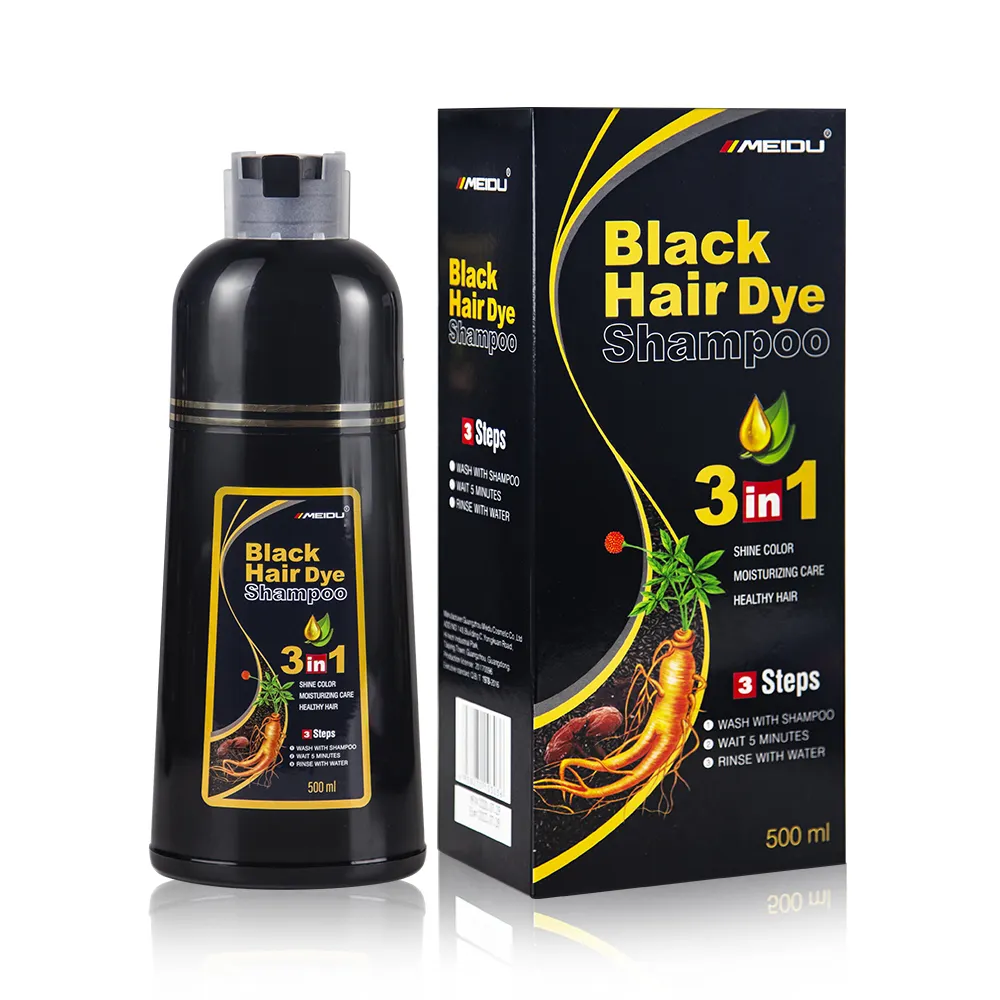 Atacado fabricante genseng a lavagem 3 em 1 cor melhor herbal tailândia rápido meidu marrom tintura de cabelo preto shampoo