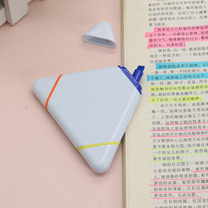 定制徽标3合1荧光笔套装创意三角外壳儿童文具塑料材质3种荧光笔颜色 - Product Image 3