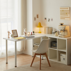 Mesa de ordenador plegable blanca que marca tendencias 2024 para sostener libros y uso de oficina - Product Image 1