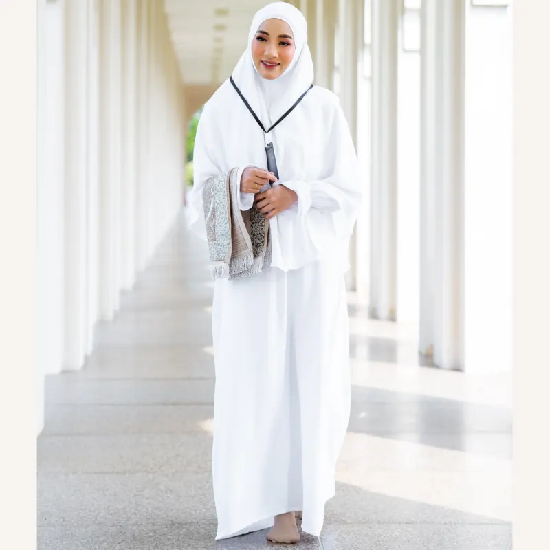 Baju etnis lebaran, baju doa Islam, penutup penuh tradisional 2 potong Hijab dengan baju gamis telengkung Muslim Khimar Ramadan