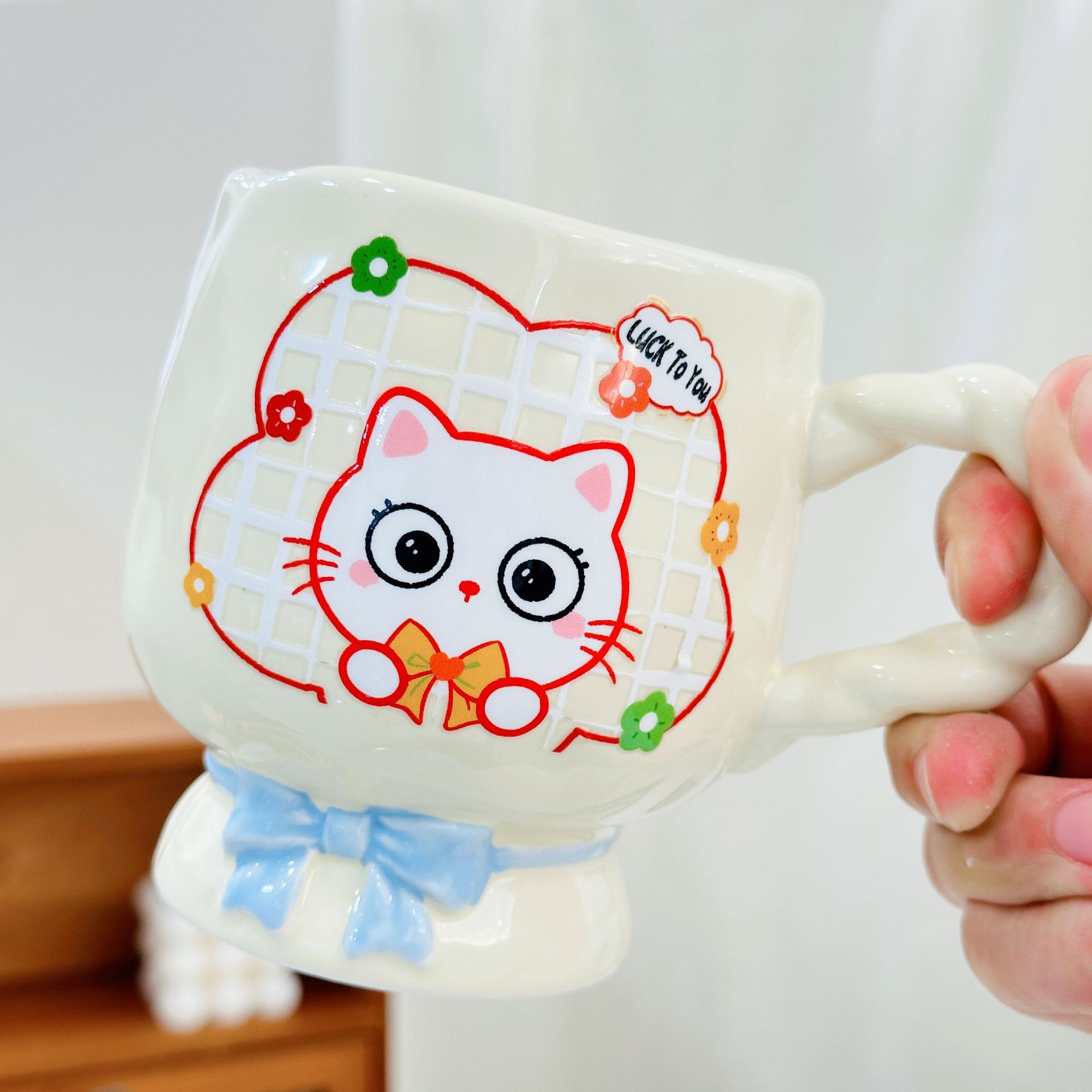 Gobelet chat jaune