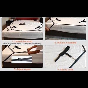 床束缚系列，4个完全可调的手铐和4个系绳，完美的束缚装备和配件以及BDSM - Product Image 5