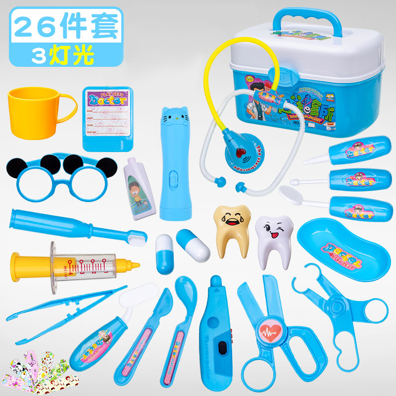 Ensemble de 26 pièces avec 3 lumières - Boîte de rangement - Bleu