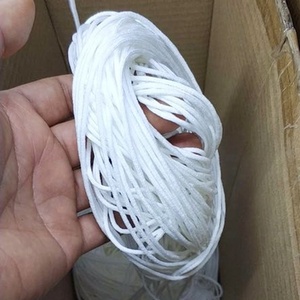3毫米白色尼龙氨纶松紧带，带人字风格和圆点图案圆形软线耳环，用于面部覆盖