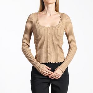 ISO9001女士毛衣女式针织高领毛衣方领休闲风格冬季纽扣装饰来样定做服务 - Product Image 4