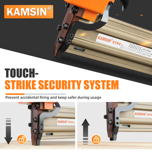 KAMSIN 3/4 14 Gauge pnömatik beton T çivi çakma makinesi, zemin kaplaması, Siding ve Soffits için 1/2 "ila 2-beton çivisi" tabanca
