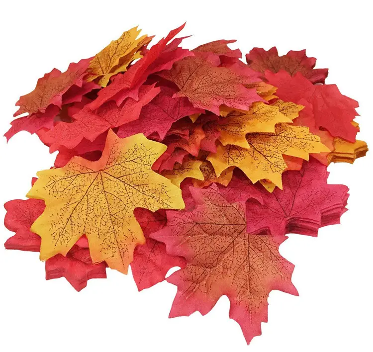 Packung mit 50 künstlichen Ahornblättern Herbst Herbst Seide 8CM Blätter für Hochzeit Thanksgiving Tisch dekoration