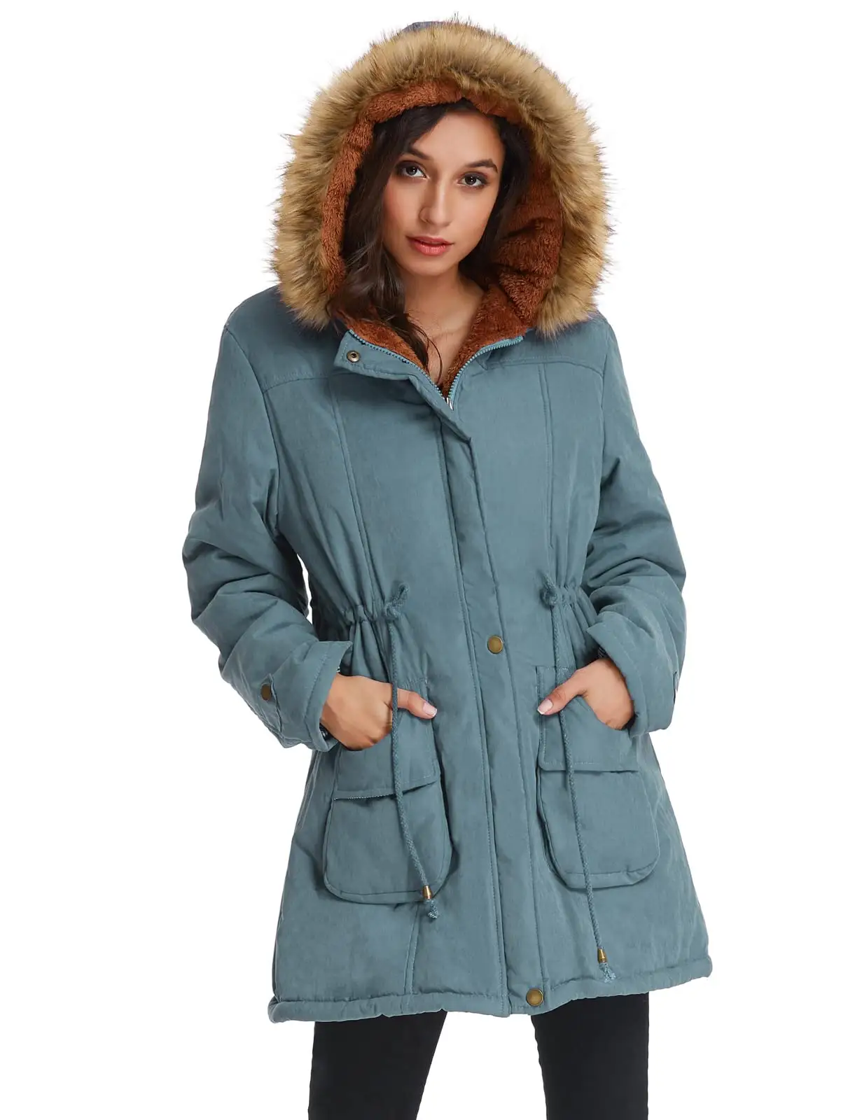 Großhandel Damen Vintage Mantel Hochwertige Frauen Lange Fleece Gefütterte Parkas Damen Reiß verschluss Mäntel Mit Pelz