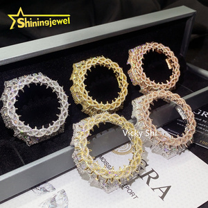 Hip hop spicky Thorn thiết kế ga2100 Buss xuống moissanite xem bezel tùy chỉnh Iced ra trường hợp đồng hồ cho nam giới - Product Image 6