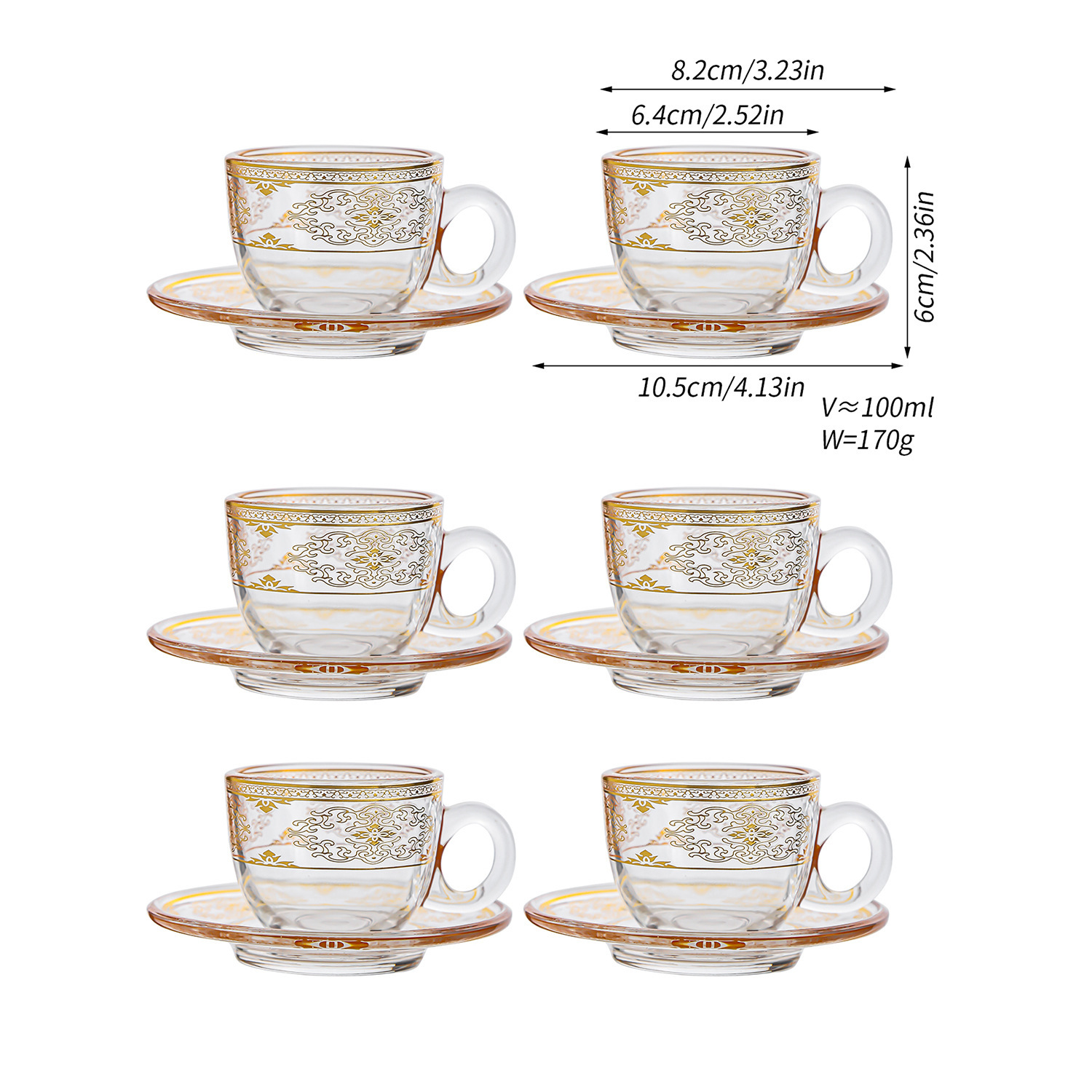 Clouds - 6 cups and 6 saucers