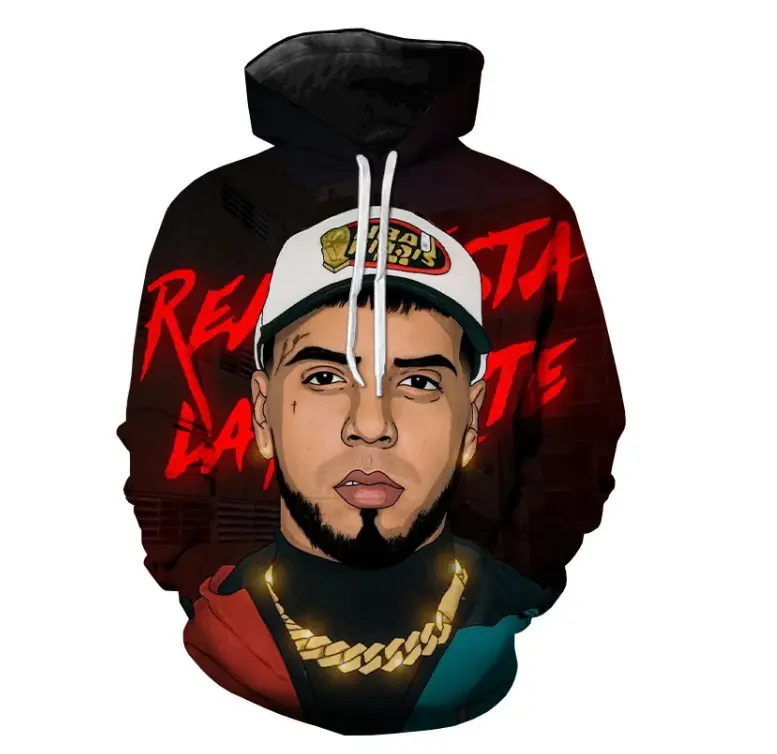 Anuel Aa Sudadera con capucha impresa en 3D para hombres 2023 Hot American Rapper Singer Sudaderas con capucha con estampado 3D de hombres Jersey de gran tamaño de alta calidad