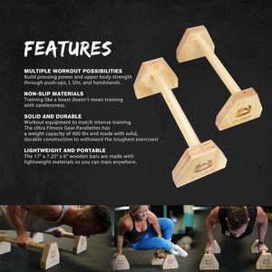 202405 Ultra tập thể dục gỗ parallettes thiết lập bằng gỗ push up cho L ngồi handstand push up và thể dục mềm dẻo - Product Image 6