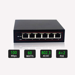 E1光コンバーターPOEスイッチ10/100Mbps 4ポートPoE、2アップリンクスイッチ48V IEEE802.3 af/at Power Over Ethernet for cctv - Product Image 2