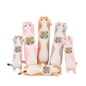 Özelleştirilmiş peluş oyuncak uzun kedi yastık pp pamuk dolum resimler ve özelleştirilebilir logo ambalaj etiketi etiketi ile özelleştirilebilir - Product Image 1