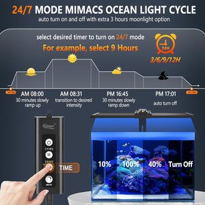 Customize 24/7 Adjustable Timer Brightness with Clip on Full Spectrum 35W 60CM Reef Aquarium Lighting for Saltwater Fish Tanks