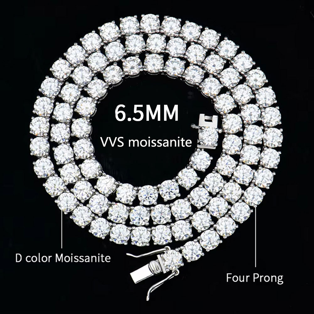 Silver 6.5mm Moissanite