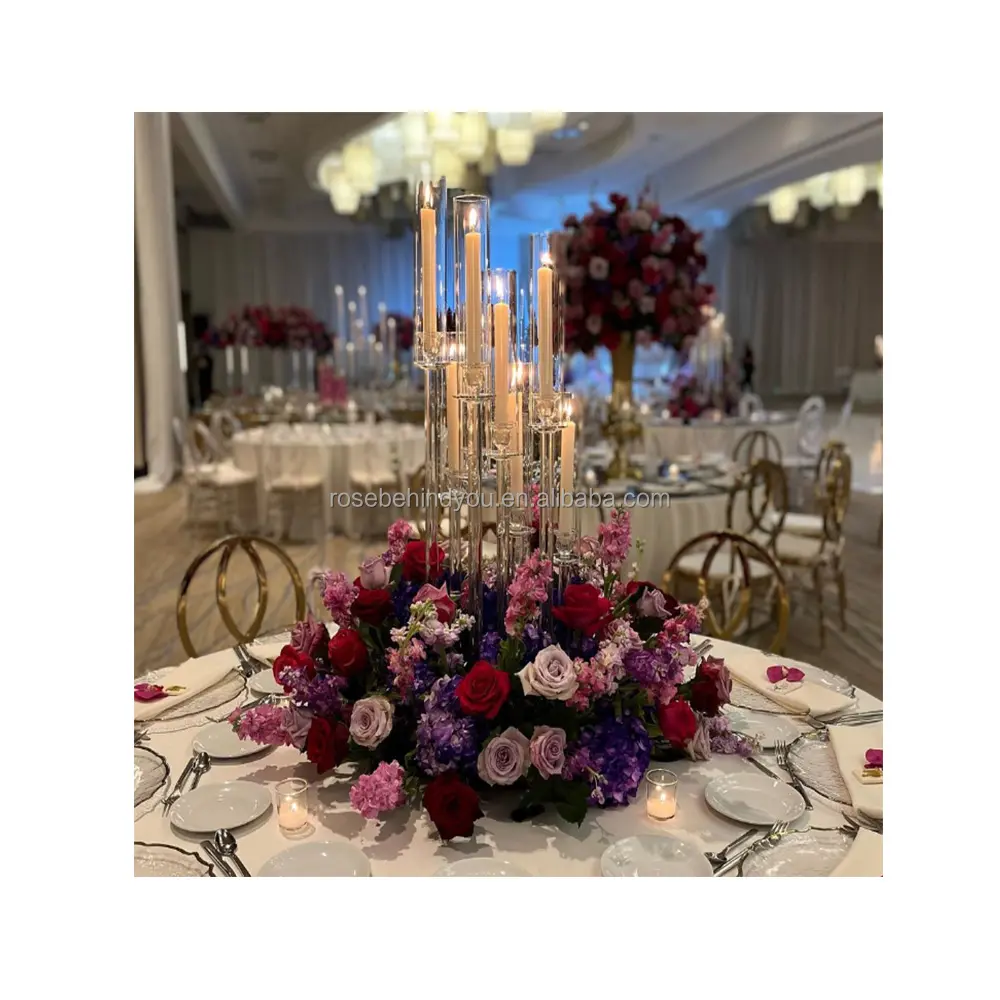 Décoration de table de mariage base de fleurs anneau de cercle violet centre de table fleur boule centres de table de mariage pour la décoration de mariage