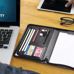 Zippered Leather <strong>A4</strong> File <strong>Folder</strong> with <strong>Notepad</strong> and Pockets Organizer Paper Padfolio for Document Agenda <strong>Conference</strong> Presentation - Product Image 5