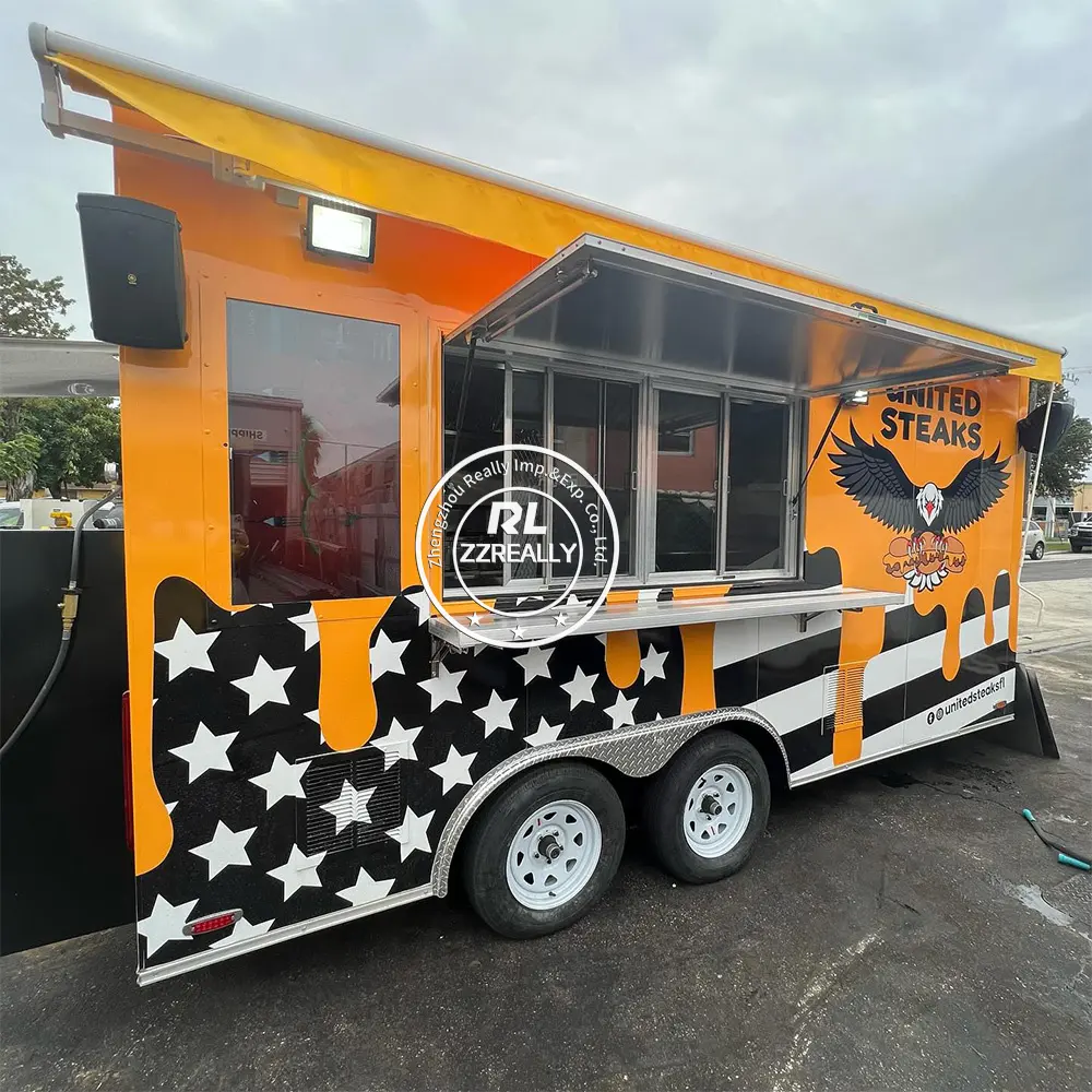Camion de restauration mobile avec concession DOT CE Kiosque à hot dog pour crème glacée Chariot à café Remorque de restauration avec cuisine complète équipée