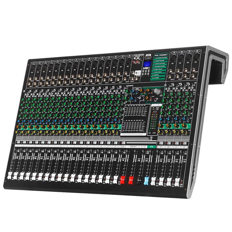 Consola profesional de Audio en vivo portátil EQ14/18/22/26, mezclador de audio y sonido Digital de 24 canales para DJ y vídeo