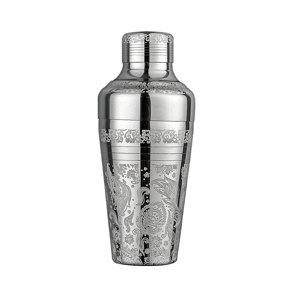 Silver Mirror Polished + Engraved Pattern