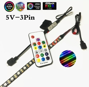 DC5V LED Strip ARGB illuminazione telecomando connettore SATA connettore a 3 Pin connettore scheda madre Kit striscia Computer - Product Image 1