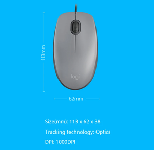 オリジナル100% LogitechM111ワイヤードミュートマウス1000DPI3ボトムスゲーミングマウスカーソルコントロールプラグアンドプレイマルチシステム - Product Image 2