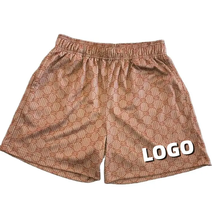 Shorts de malha para homens, logotipo personalizado oem 5 pontos impressão de subolmação shorts de malha de basquete de 5 polegadas inseam acima do joelho