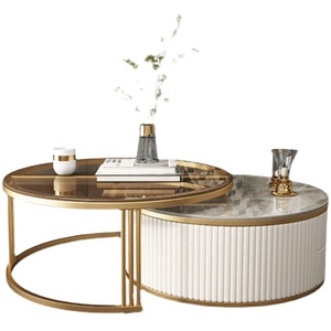 Đồ Nội Thất Phòng Khách Mặt Bàn Bằng Kính Năng Lượng Mặt Trời Với Ngăn Kéo MDF Bàn Cà Phê - Product Image 1