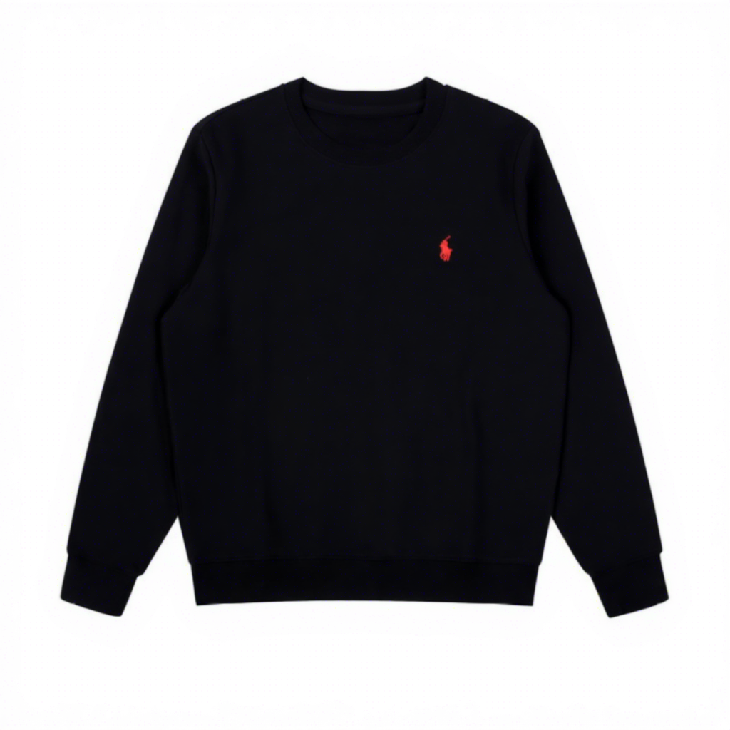 Cotton crew neck black with red label