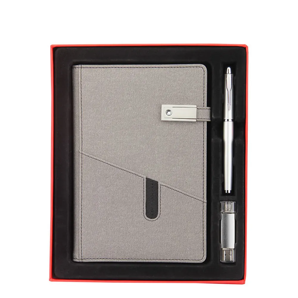 Archiviazione aziendale promozionale A5, omaggi di diario in tinta unita per Notebook e penna in metallo e chiavetta usb Souvenir personalizzati regali aziendali/