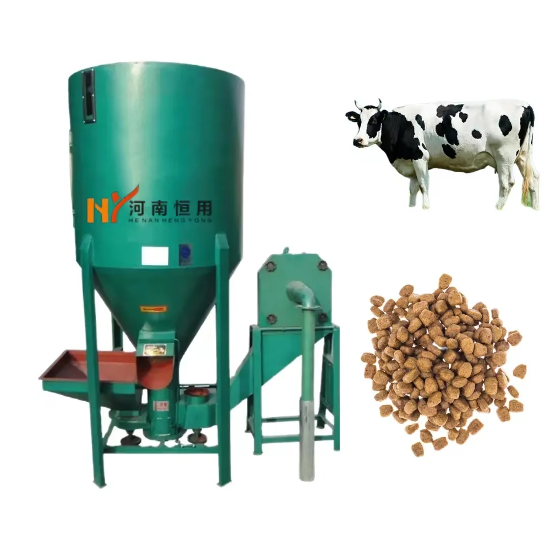 Poultry feed mill mixer with crusher/Animal feed grinder and mixer /Grain crushing and mixing machine