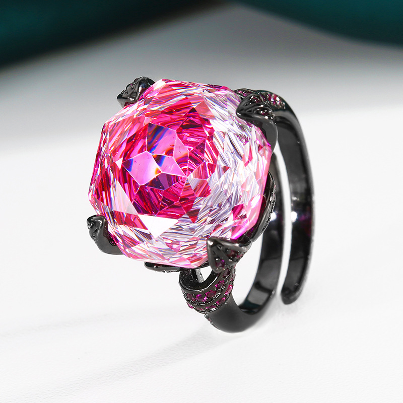 Bague réglable noir or rose rouge