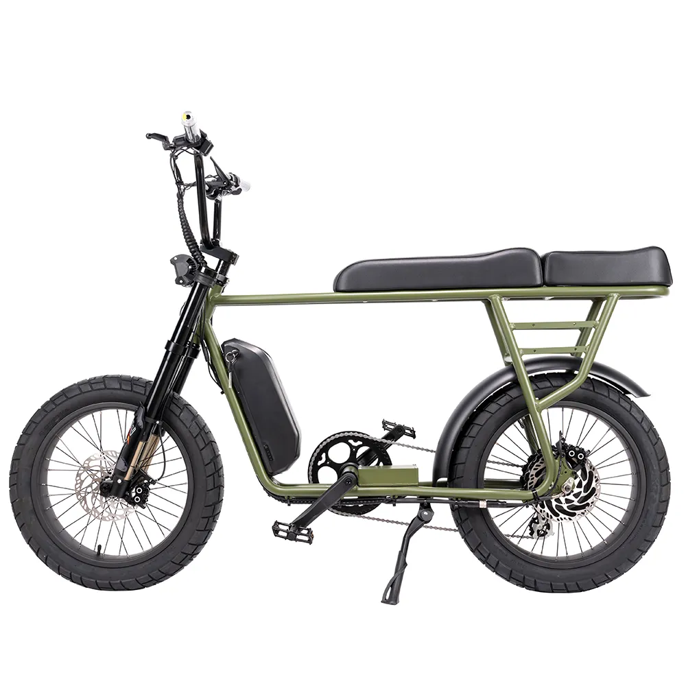 2024 Марио 48 В 250 Вт винтажный электрический велосипед с толстыми шинами с зеленой удлиненной рамой